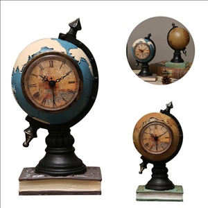 Retro Vintage Desktop Clock Globe Shaped Ornament